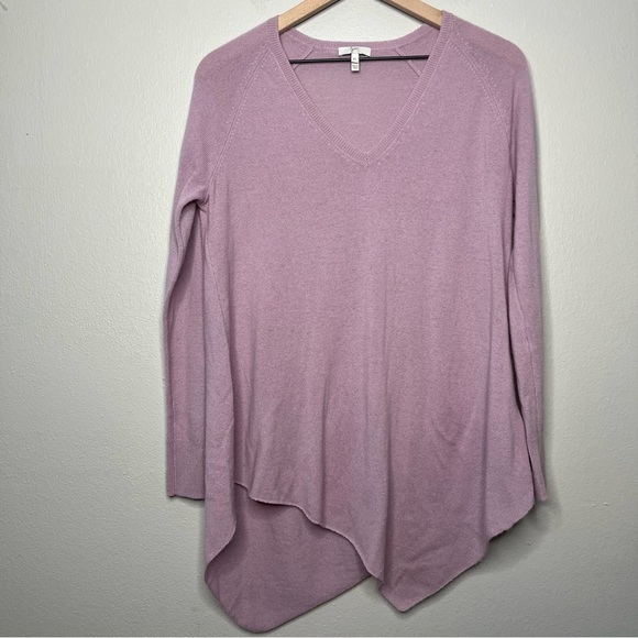 Joie Women Cashmere Sweater XS Pink Asymmetrical V-Neck Coastal Tunic Lagenlook - Picture 1 of 9